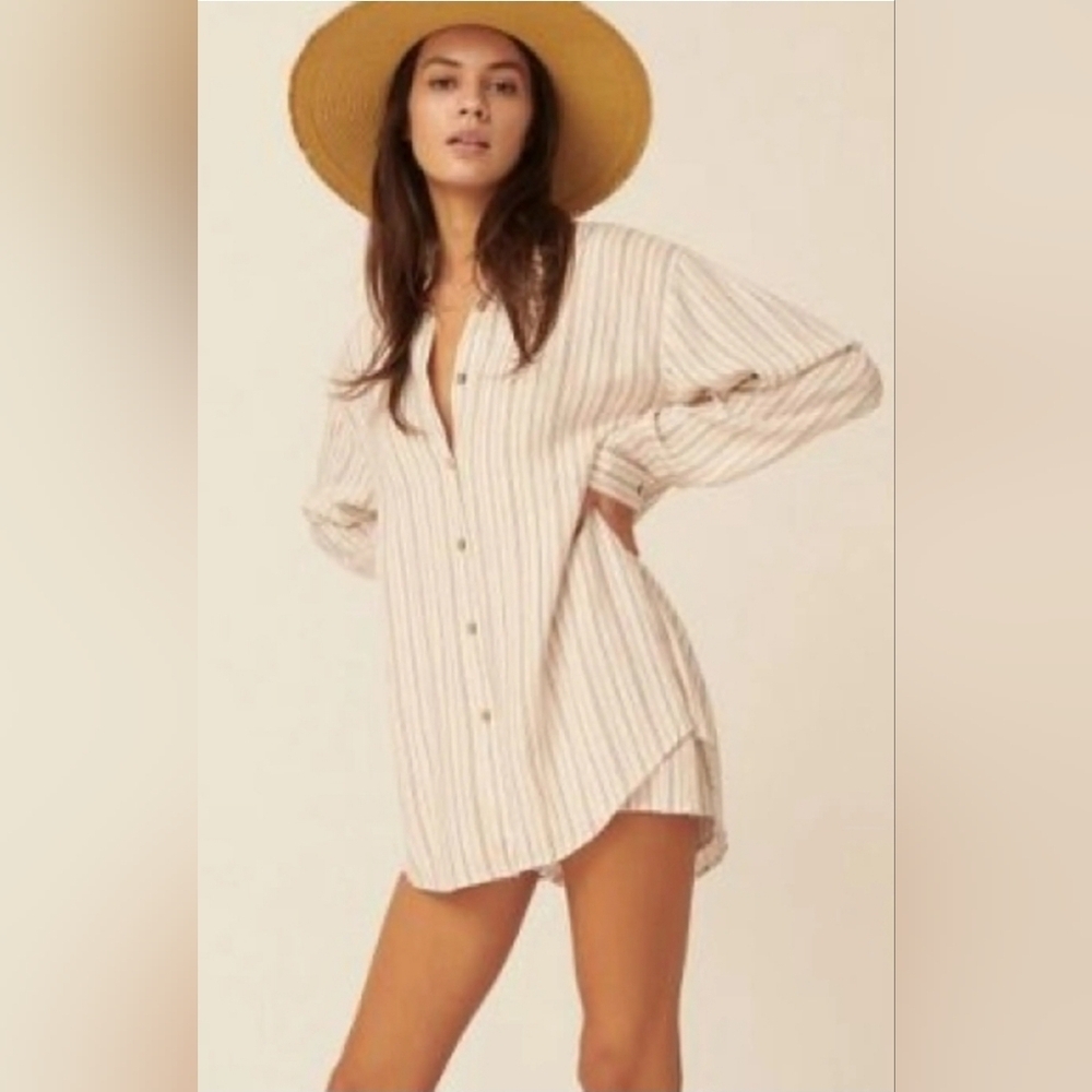 Promesa Romper Shirt Short Combo Stripes Lightweight Beach Vacation